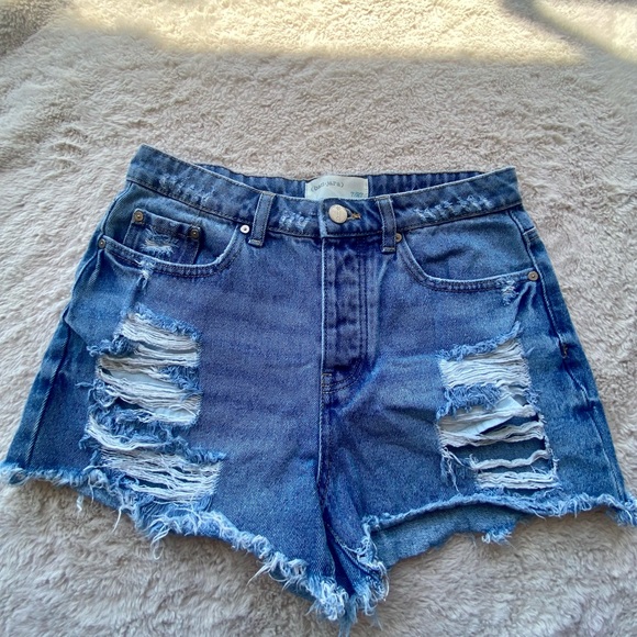 Ban.Jara Pants - Ban.Jara Hi Rise Medium Wash Button Fly Distressed Denim Shorts Size 7